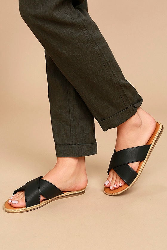 espadrille slides black