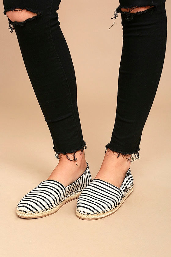 black and white espadrille flats
