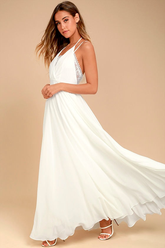 Celebrate the Moment White Lace Maxi Dress