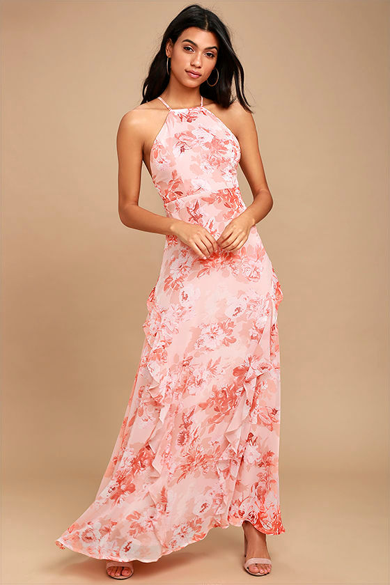 Beautiful Expressions Pink Floral Print Maxi Dress
