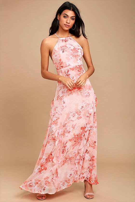 Beautiful Expressions Pink Floral Print Maxi Dress 1
