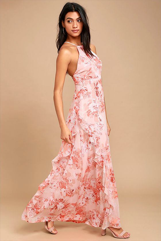 Lovely Pink Dress - Floral Print Dress - Maxi Dress - $84.00