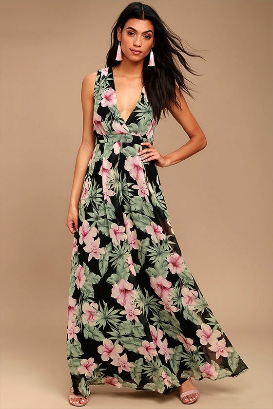 Lovely Black Dress - Floral Print Dress - Maxi Dress - $89.00 - Lulus