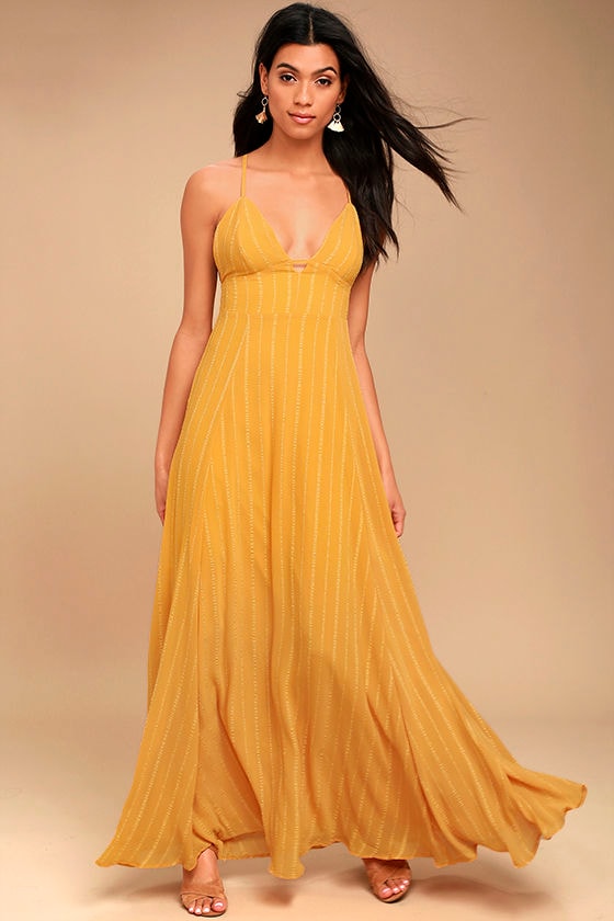Lovely Mustard Yellow Dress - Maxi Dress - Embroidered Dress - $78.00 ...