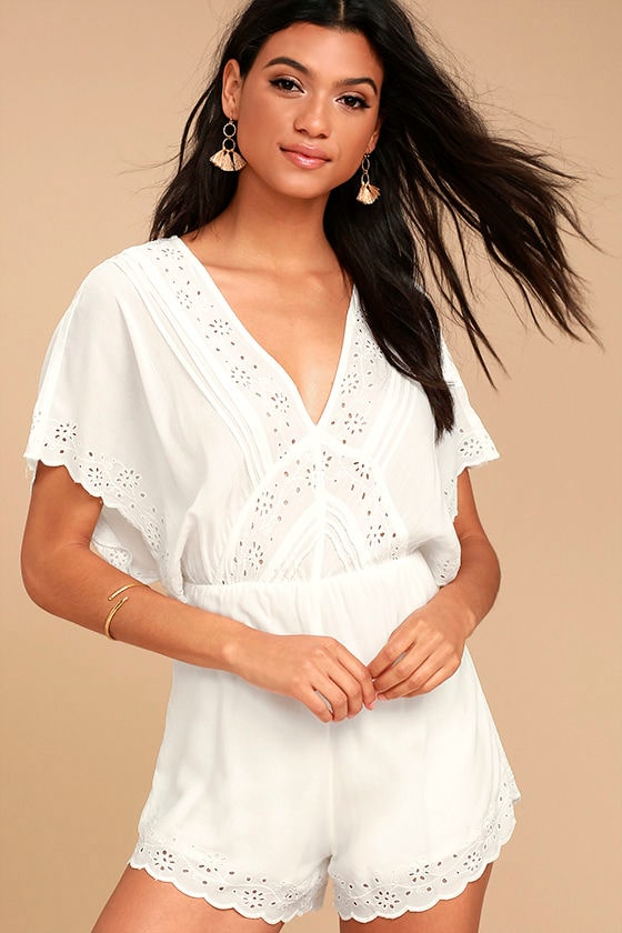 Amuse Society Anderson White Lace Romper 1