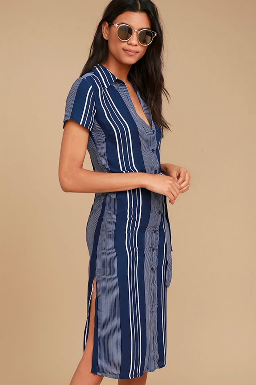 navy blue and white striped dress & CABANA MIDI always in style Altar'd State | Bella Striped