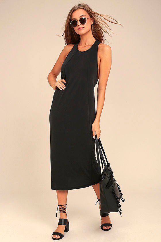 black racerback midi dress
