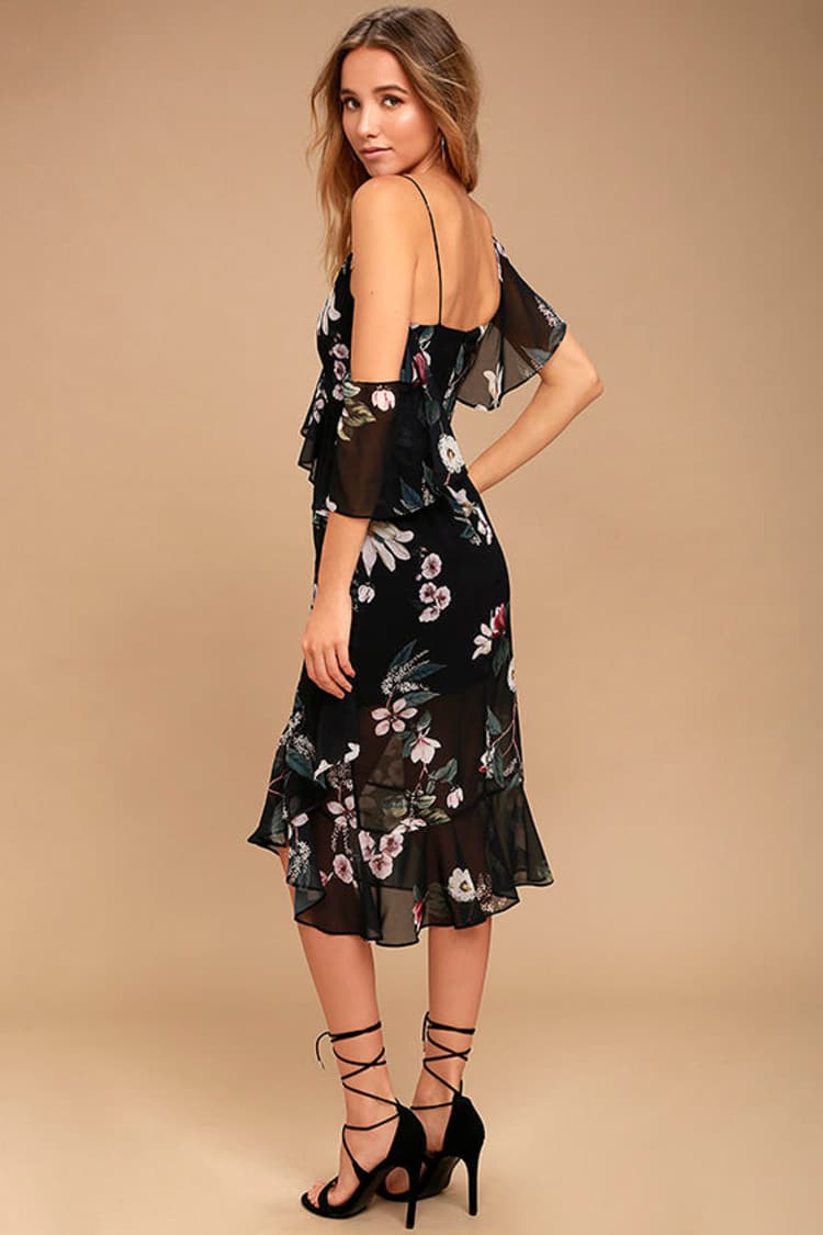 off shoulder ruffle long dress RAQUELA OFF THE SHOULDER RUFFLE MAXI DRESS