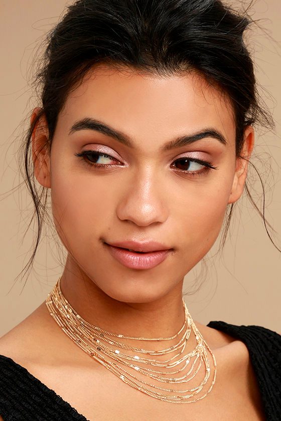 Stunning Gold Necklace Layered Choker Necklace Gold Chain Choker