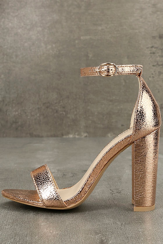Glamorous Ceara Rose Gold Ankle Strap Heels