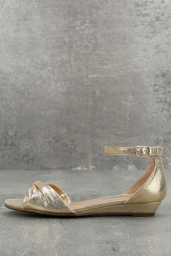 Cute Champagne Sandals - Peep-Toe Sandals - Wedge Sandals - $22.00 - Lulus