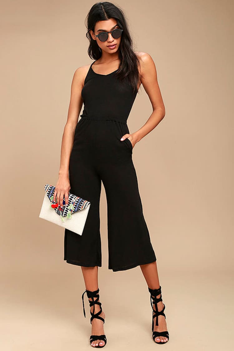 Wide Leg Jumpsuit Lulus Jumpsuit Black Tie Back Jumpsuit Phase