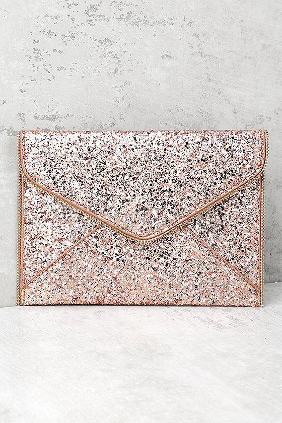 Rock Candy Rose Gold Sequin Clutch 1