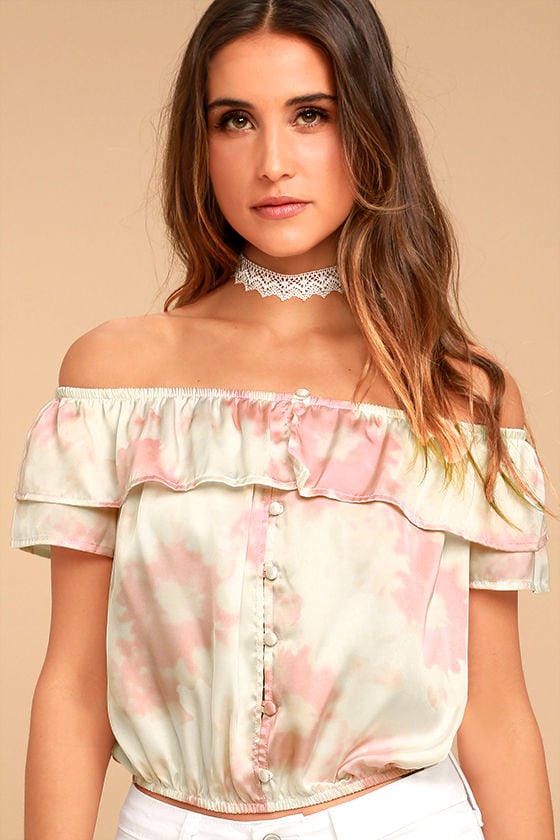 Cotton Candy Daydream Pink Tie-Dye Off-the-Shoulder Top