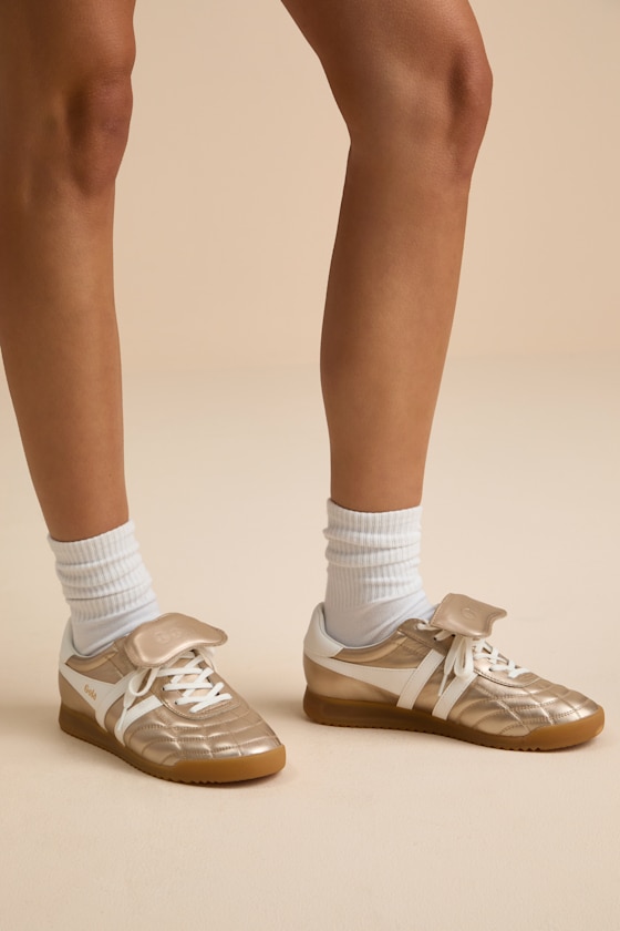 Stadium '86 Gold and Off White Quilted Leather Sneakers 1