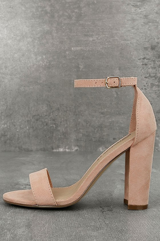 Raylen Blush Suede Ankle Strap Heels