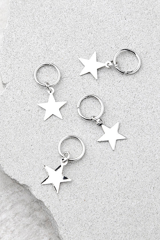 Shooting Stars Silver Hair Charms 1