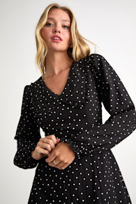 Sweetie Aura Black and White Polka Dot Mini Dress 2
