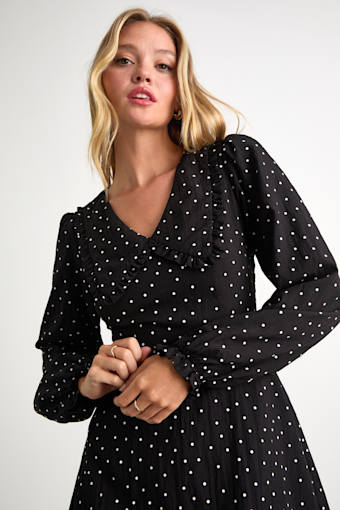 Sweetie Aura Black and White Polka Dot Mini Dress 2