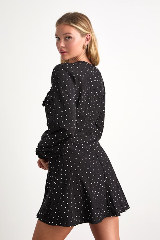 Sweetie Aura Black and White Polka Dot Mini Dress 3
