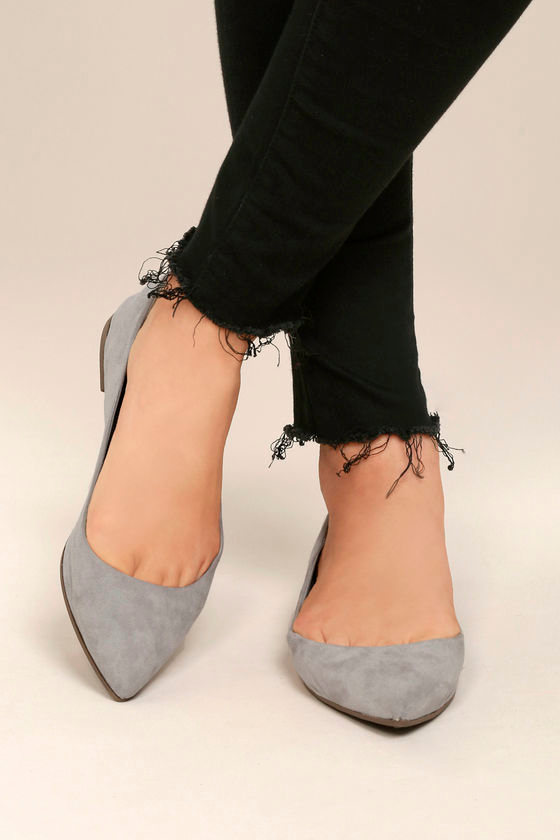 Lexine Grey Suede Pointed Flats 2