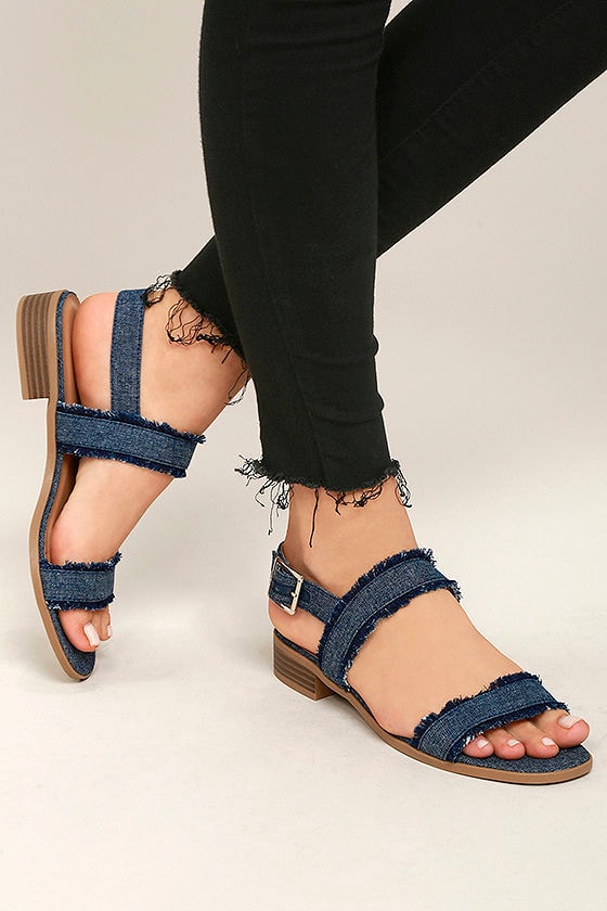 denim high heel sandals