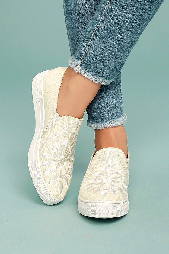 Seychelles Sunshine Natural Canvas Embroidered Slip-On Sneakers 1