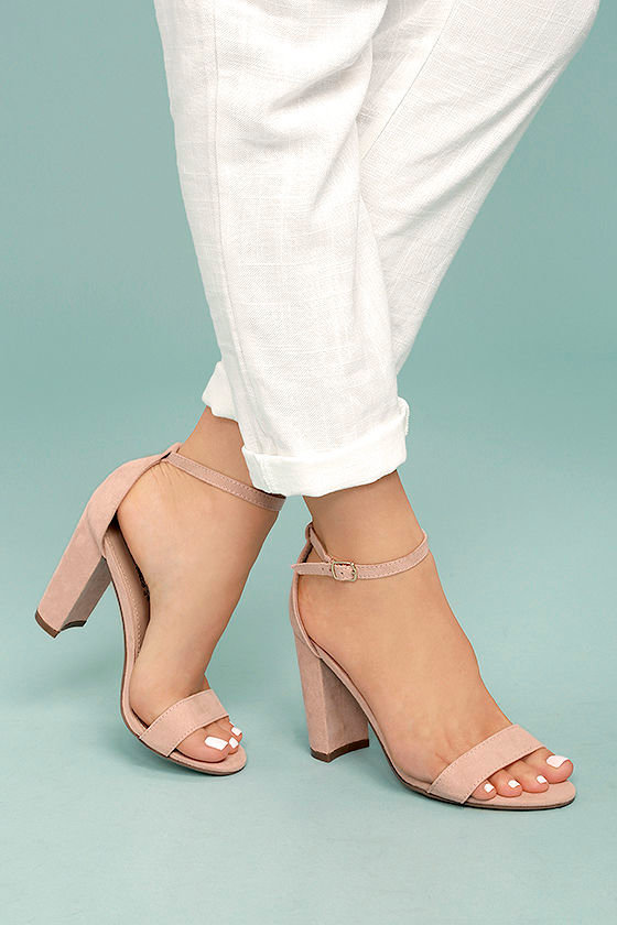 Raylen Blush Suede Ankle Strap Heels 2