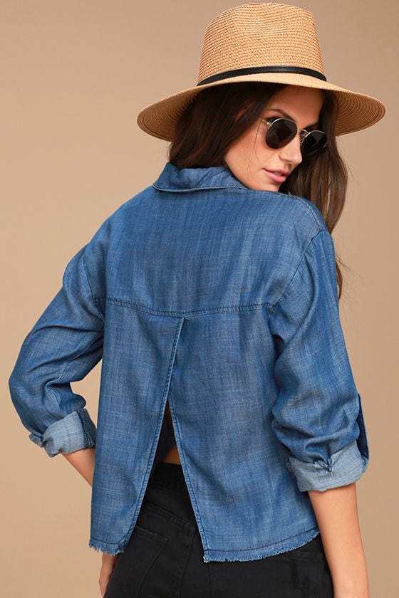 My Reverie Blue Chambray Button-Up Top