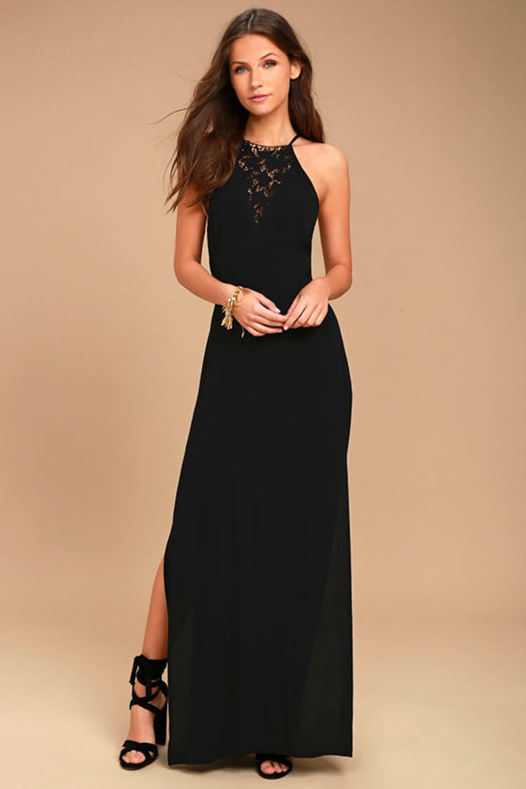 ASTR the Label Petra - Black Dress - Lace Dress - Maxi Dress - Lulus