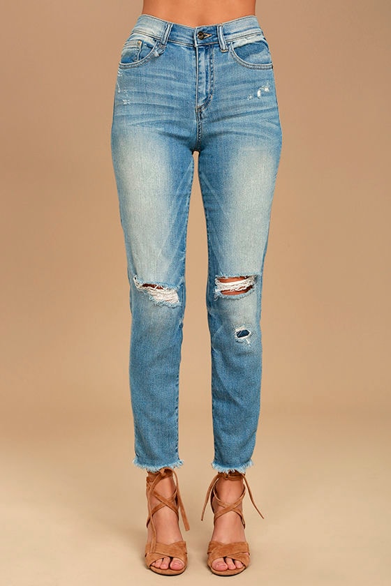 Glory Days Light Wash High-Waisted Distressed Jeans