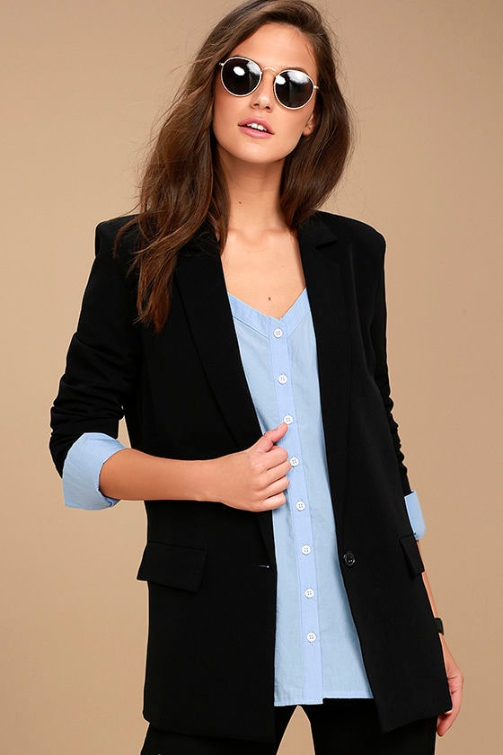 Cute Black Blazer Office Blazer Tuxedo Blazer 52.00 Lulus