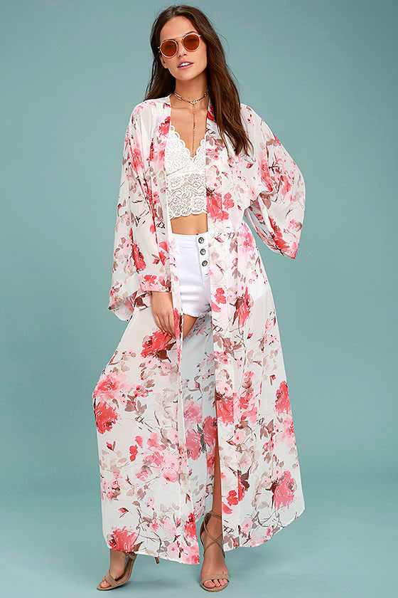 pink maxi kimono