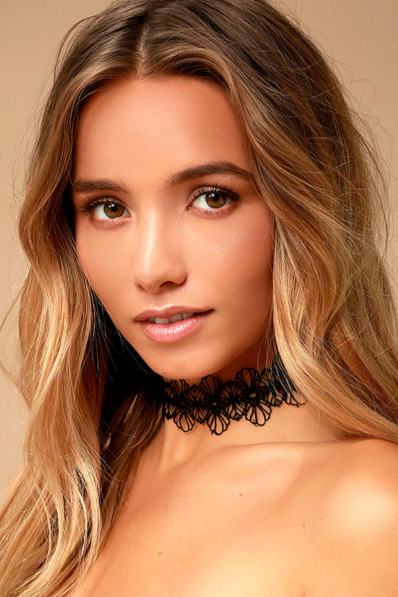 Simply Striking Black Lace Choker Necklace
