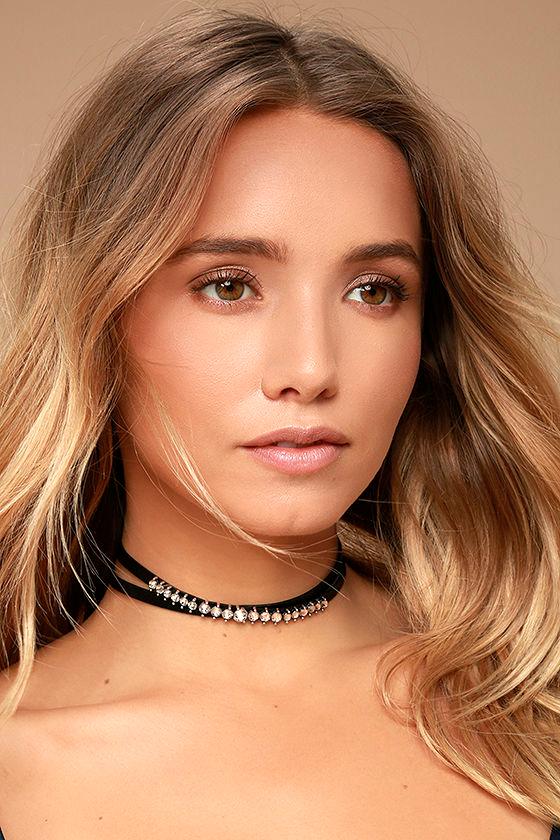 Viveka Black and Silver Rhinestone Choker Necklace 1