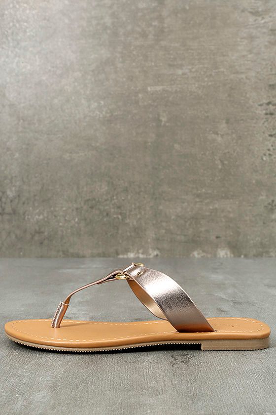 Alessia Penny Bronze Thong Sandals 1