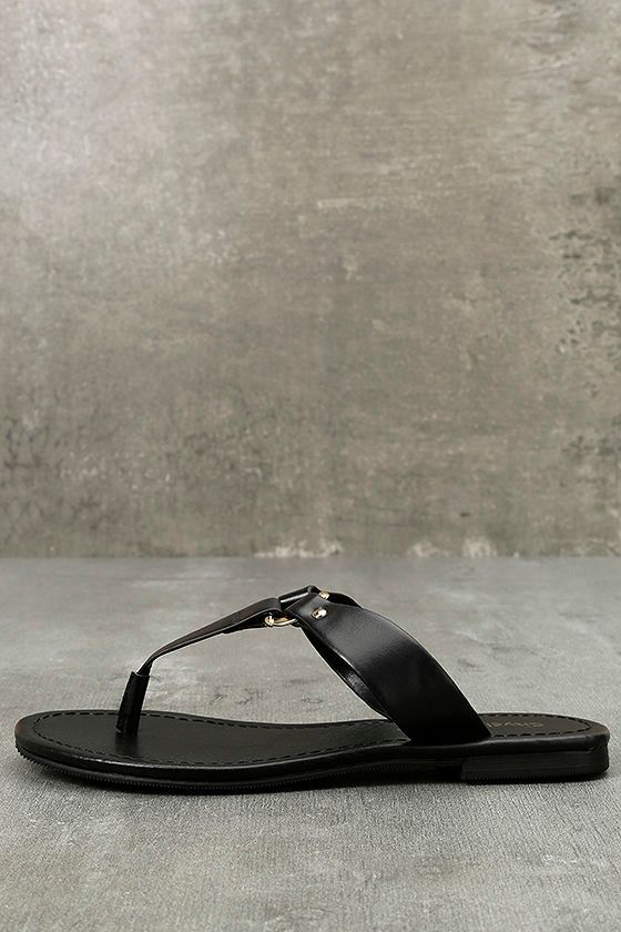 Alessia Black Thong Sandals 1