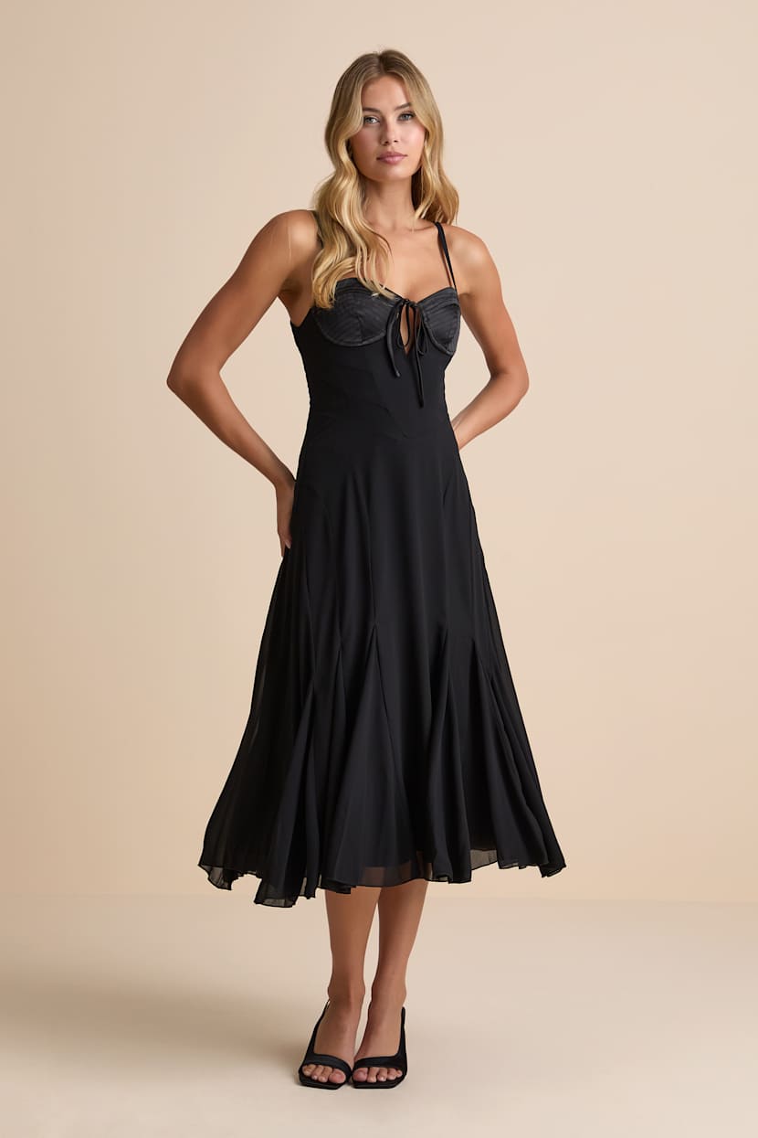 knee length dresses for ladies Nightbloom Pleated Midi Dress S main image 1