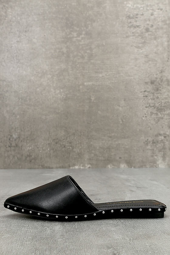 Laetitia Black Studded Loafer Slides 1