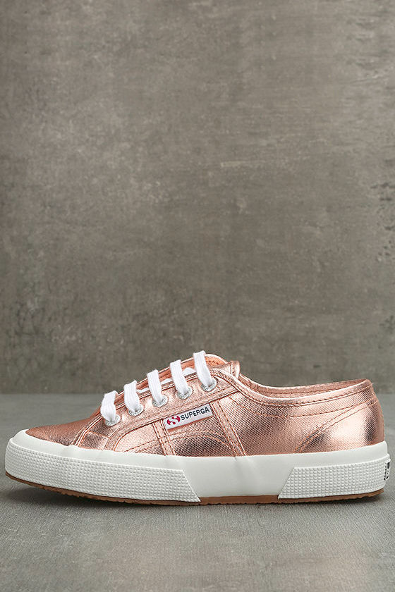 rose gold leather sneakers