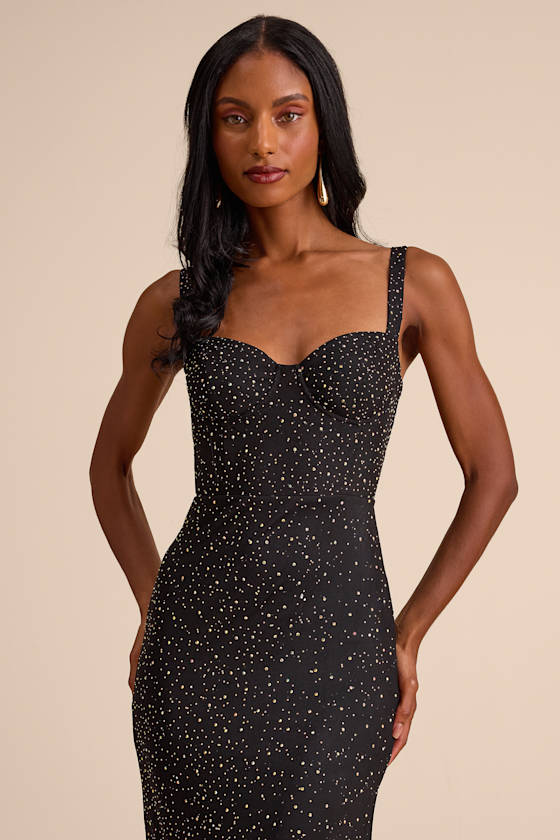 A-Lister Black Rhinestone Bustier Maxi Dress 3
