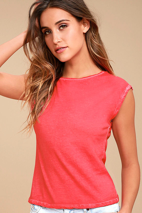 Free People Baby Layering Washed Red Tee