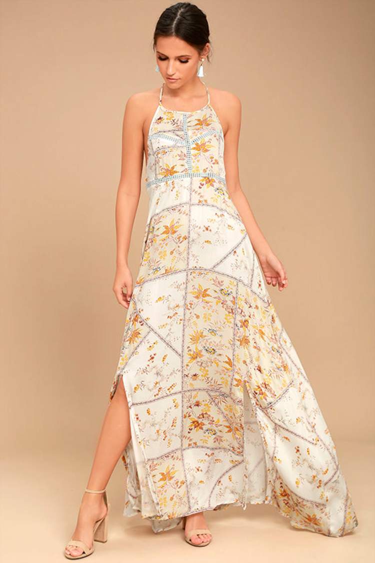 Somedays Lovin' A Little Sunshine - Cream Floral Print Dress - Maxi Dress -  Lulus
