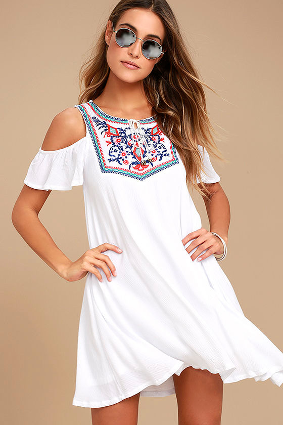 Others Follow Wild Field White Embroidered Swing Dress