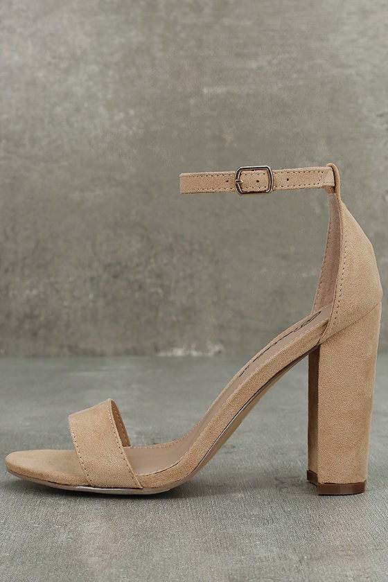 Raylen Natural Suede Ankle Strap Heels