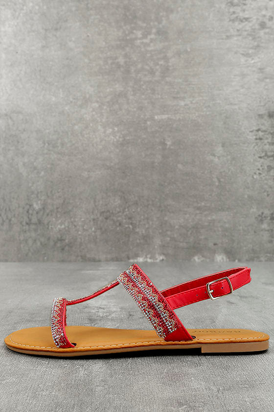 red jeweled sandals