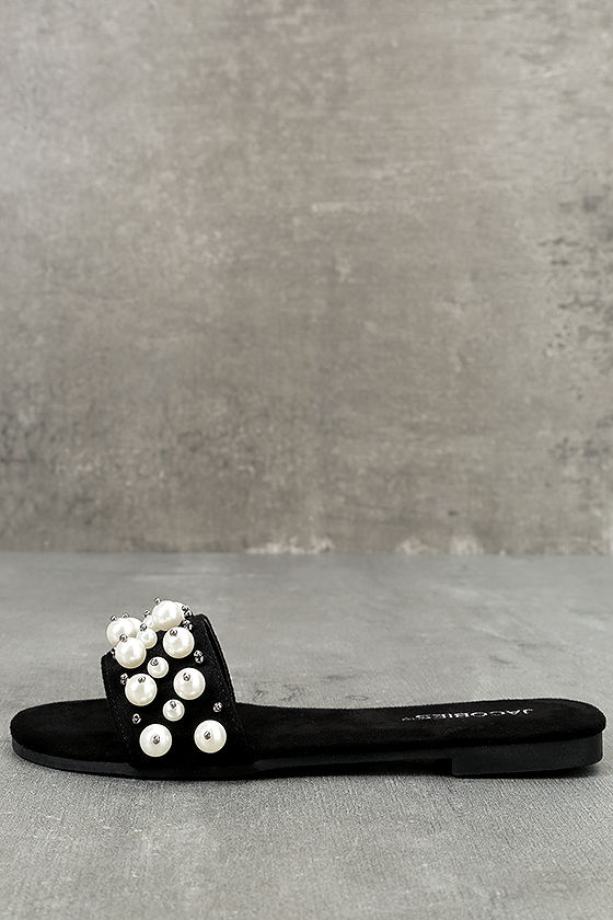 Nichol Black Suede Slide Sandals 1