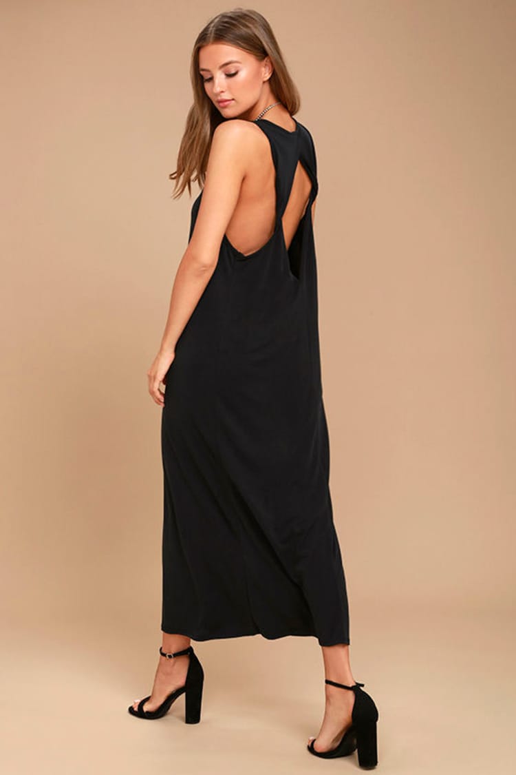 blue dress for baby girl Italia Azure Halterneck Pearl Back Maxi Dress Black– Selfie Leslie main image 0
