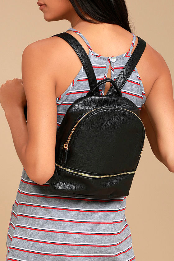 plain black mini backpack