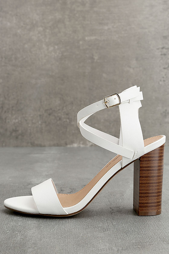 Cute Ankle Strap Heels White Ankle Strap Heels Vegan Leather Heels